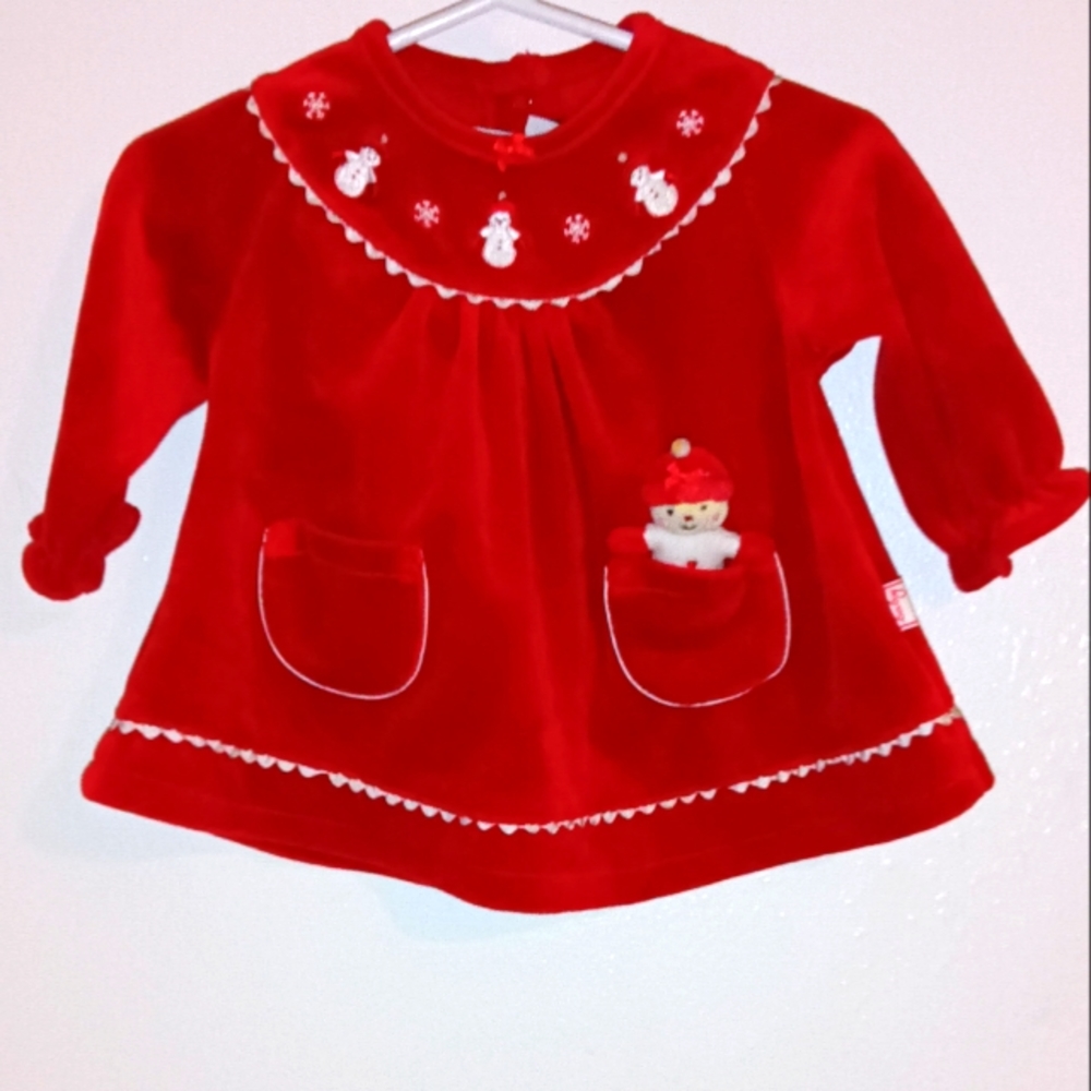 LE TOP BABY Red Velvet First Christmas Dress.   6 months
